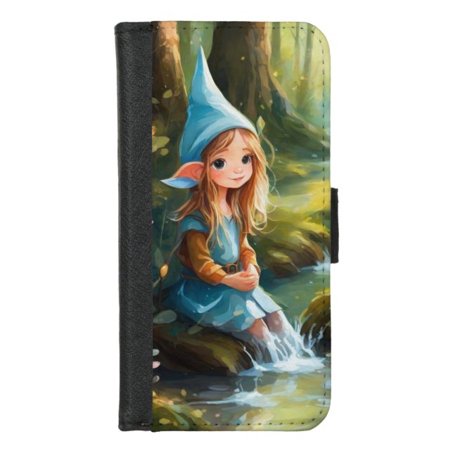 Cute little elve in the river iPhone wallet case (Front)