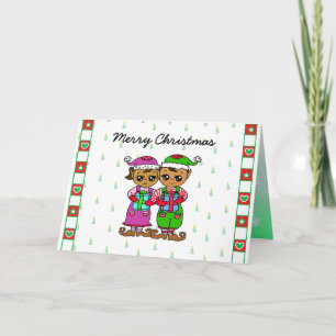 Cute Little Elves Christmas Personalized Card