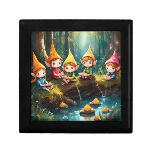 Cute little elves in the river gift box