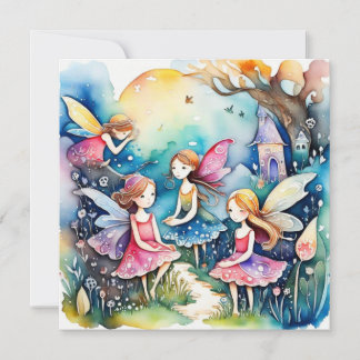 Cute little fairies in the field Card