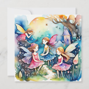 Cute little fairies in the field Card