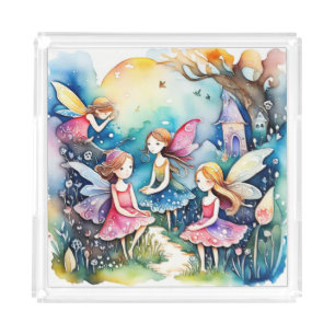 Cute little fairies in the field Card Acrylic Tray