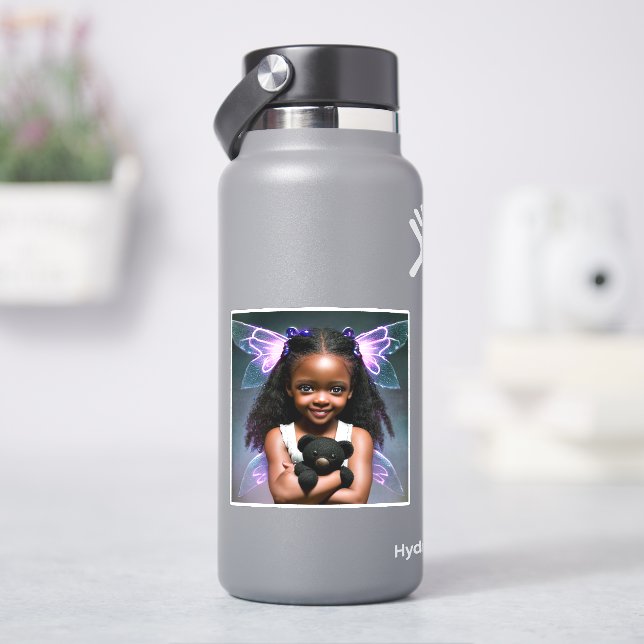 Cute Little Fairy Girl with Teddy Bear Sticker (HydroFlask)