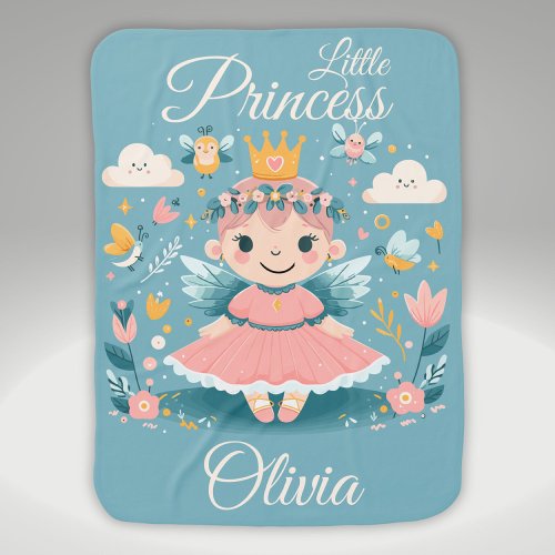 Cute Little Fairy Princess Personalized Baby Blanket