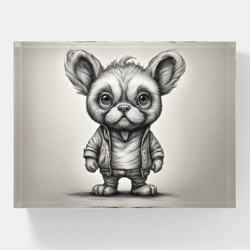 Cute Little Fantasy Creature Wearing Jeans  Paperweight