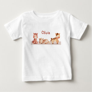 Cute Little Farm Animal Custom Name Personal Baby T-Shirt