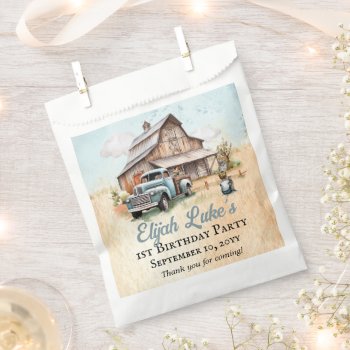 Cute Little Farm Boy 1st Birthday Party Thank You Favor Bag by holidayhearts at Zazzle