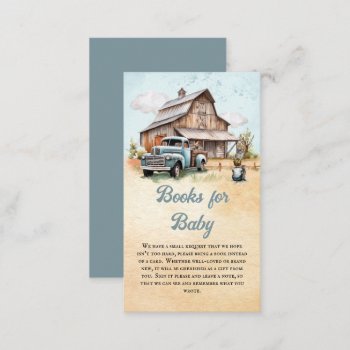 Cute Little Farm Boy Baby Shower Books For Baby Enclosure Card by holidayhearts at Zazzle