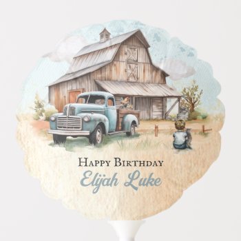 Cute Little Farm Boy Birthday Party Balloon by holidayhearts at Zazzle