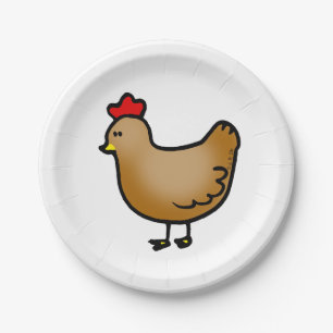 cute little farm chicken hen paper plates