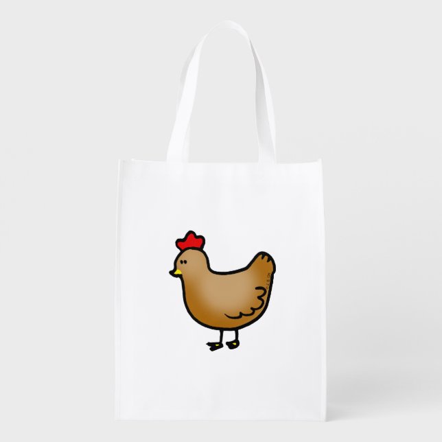 cute little farm chicken hen reusable grocery bag (Back)