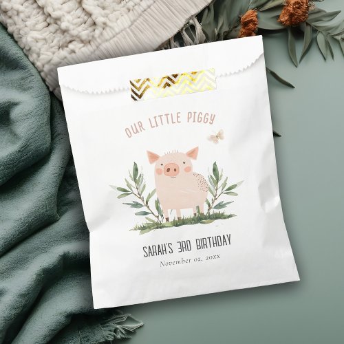 Cute Little Farm Pig Butterfly Kids Birthday Favor Bag
