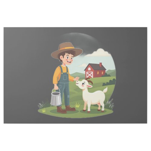 Cute Little Farmer Boy Goat Gallery Wrap
