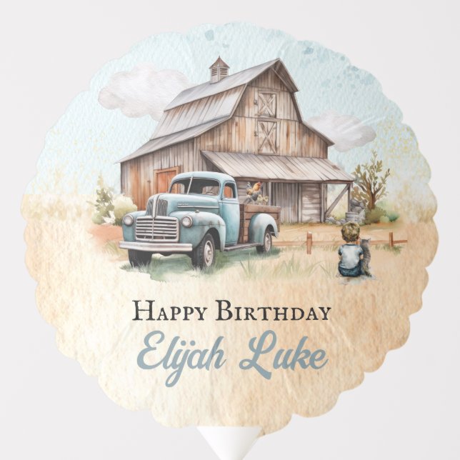 Cute Little Farmer Happy Birthday Party Balloon (Front)