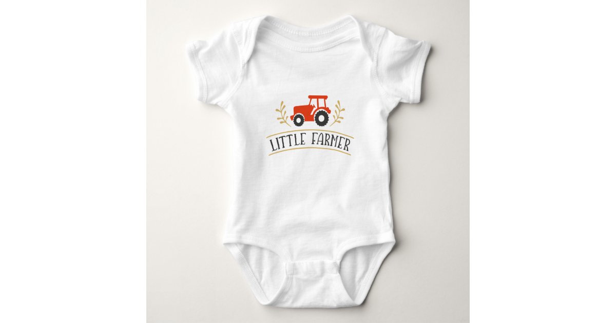 Cute Little Farmer, Red Tractor Baby Bodysuit