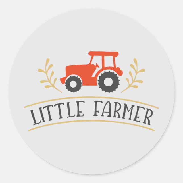 Cute Little Farmer, Red Tractor  Classic Round Sticker (Front)