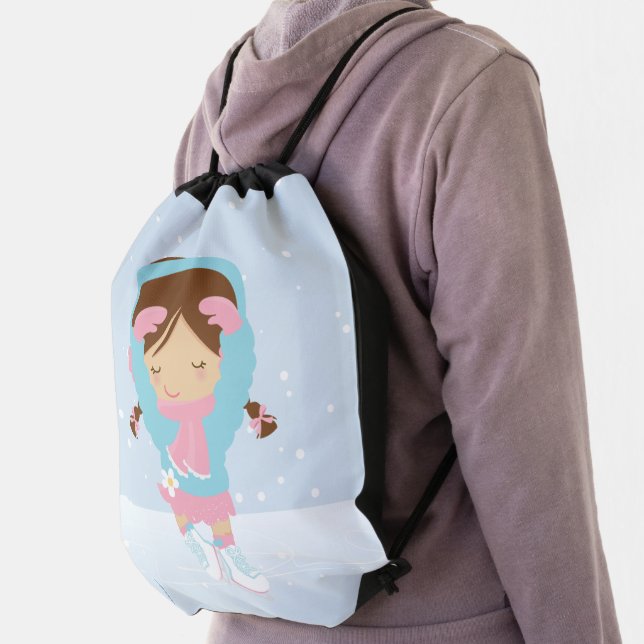 Cute Little Figure Skater Drawstring Bag (Insitu)