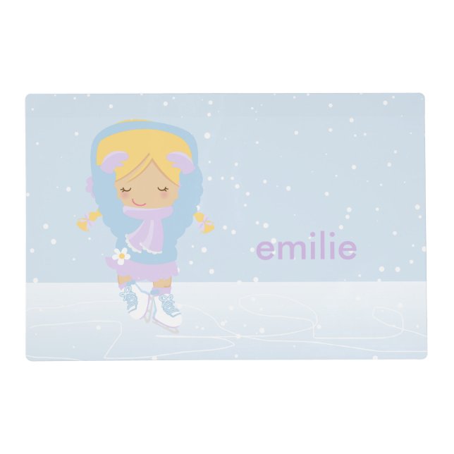 Cute Little Figure Skater Girl's Placemat (Front)