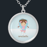Cute Little Figure Skater Silver Plated Necklace<br><div class="desc">Adorable vector illustration of a little girl ice skating.</div>