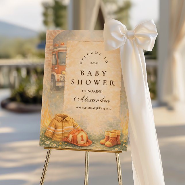Cute Little Firefighter Baby Shower Foam Board (Creator Uploaded)