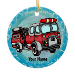 Cute Little Firetruck firefighter Ceramic Ornament