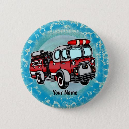 Cute Little Firetruck firefighter custom name pin