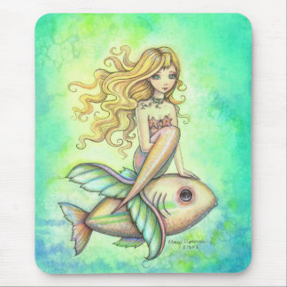 Cute Little Fish and Mermaid Fantasy Art Mouse Pad