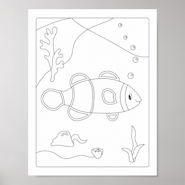 Cute Little Fish  Antistress Coloring book  Poster (Front)