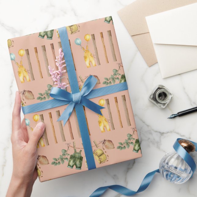Cute Little Fisherman Fishing Baby Shower Wrapping Paper (Gifting)