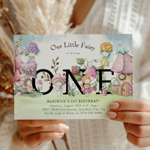 Cute Little Floral Fairies Girls 1st Birthday Invitation