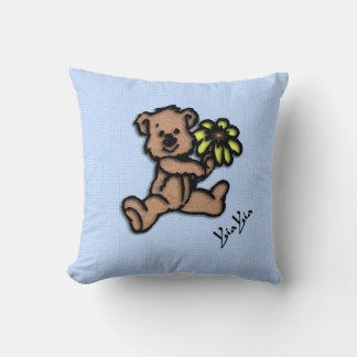 Cute Little Flower Bear Yia Yia Throw Pillow