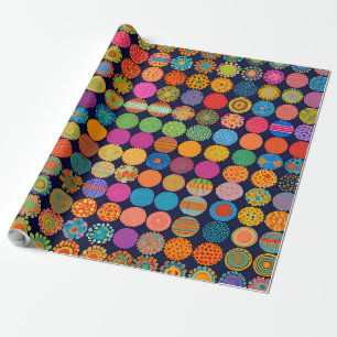 Cute little flower heads wrapping paper