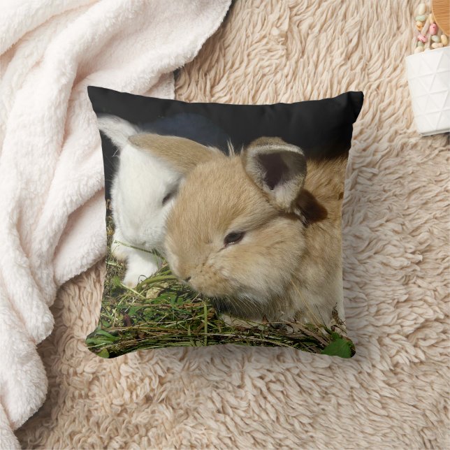 Cute little fluffy bunnies  throw pillow (Blanket)