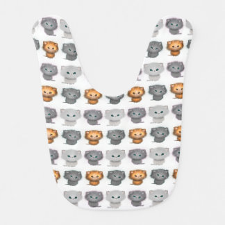 Cute Little Fluffy Kittens Pattern Bib