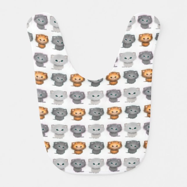 Cute Little Fluffy Kittens Pattern Bib (Front)