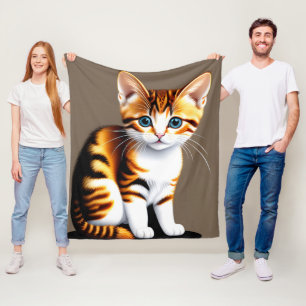 Cute Little Fluffy Kitty, Cat Fleece Blanket