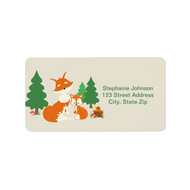 Cute little fox and Mom Address Labels (Front)
