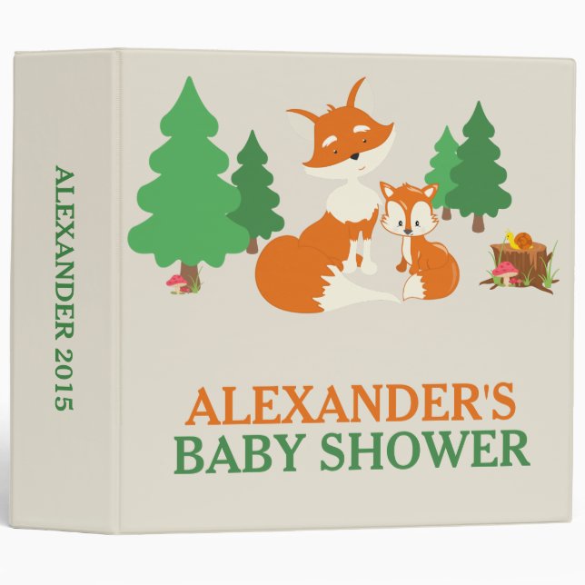 Cute Little Fox and Mom Baby Photo Album Binder (Front/Spine)