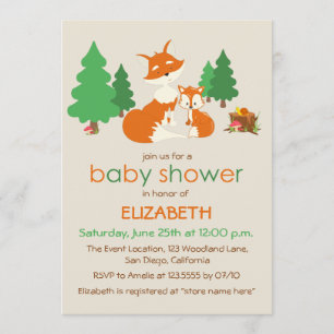 Cute Little Fox and Mom Baby Shower Invitation