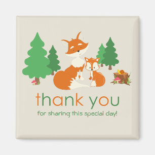Cute Little Fox and Mom Thank You Magnet