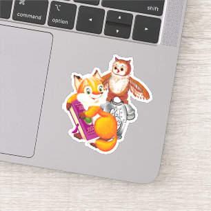 Cute Little Fox and Owl Sticker