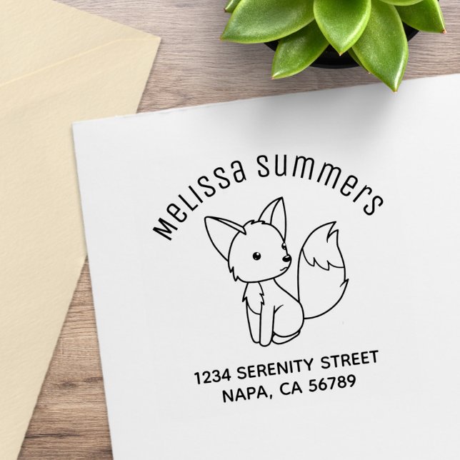 Cute Little Fox Arch Address Rubber Stamp (Creator Uploaded)
