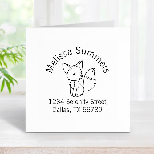 Cute Little Fox Arch Address Rubber Stamp