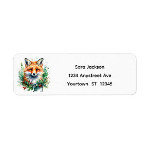 Cute Little Fox at Christmas Label