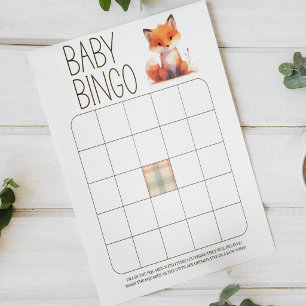 Cute Little Fox Baby Bingo Baby Shower Game Poster