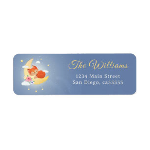 Cute little fox baby shower address label