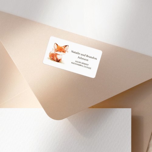 Cute Little Fox Baby Shower Address Label