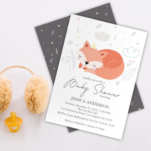 Cute Little Fox Baby Shower  Invitation