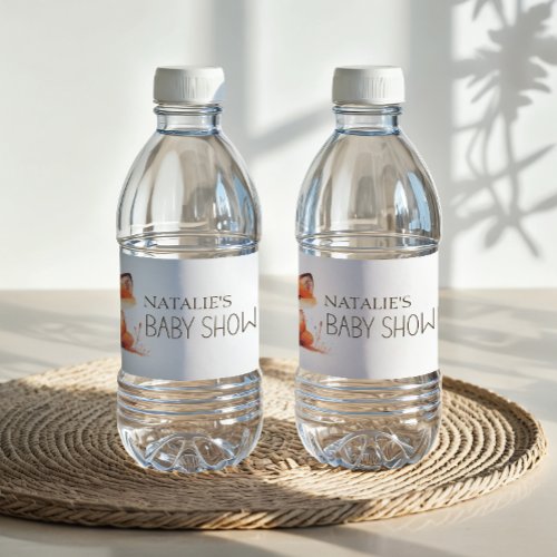 Cute Little Fox Baby Shower Party Water Bottle Label