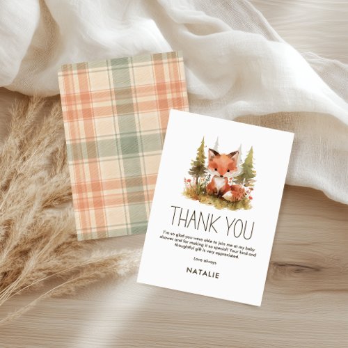 Cute Little Fox Baby Shower Thank You Card